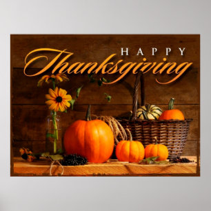 Poster Joli Citrouille de Thanksgiving