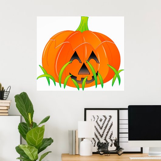 Poster Joli Citrouille d'Halloween Jack-O-Lantern
