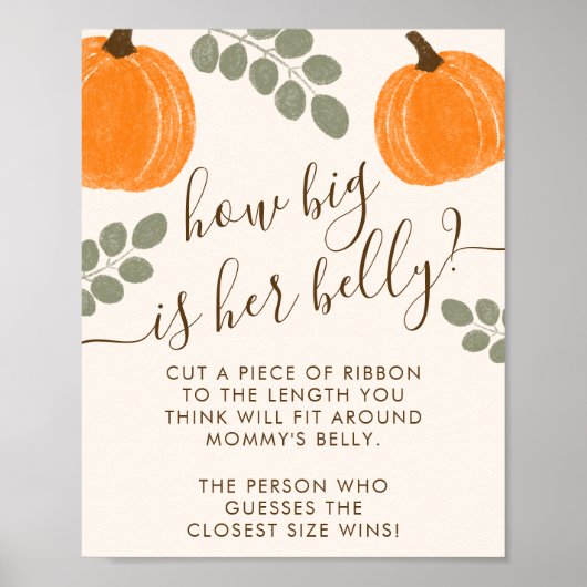 Poster Joli Citrouille Eucalyptus Baby shower Belly Jeu (Devant)