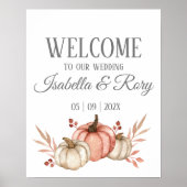 Poster Joli Citrouille Fall Bouquet Mariage Sign Print (Devant)
