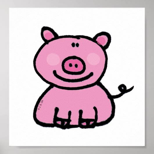 Poster Joli Cochon Rose Dessin Animé (Devant)