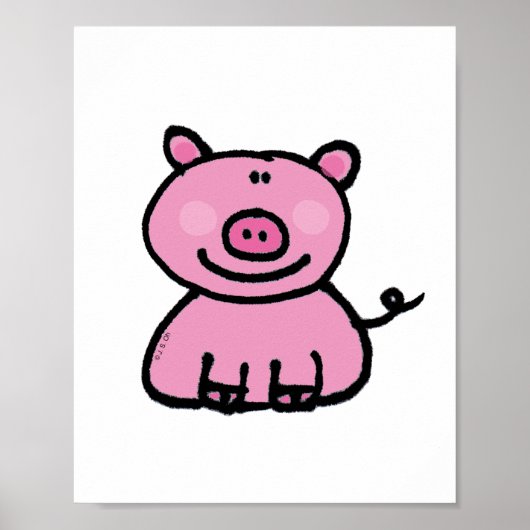 Poster Joli Cochon Rose Dessin Animé (Devant)
