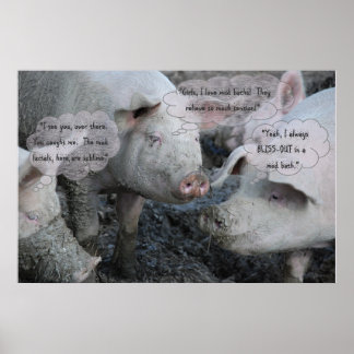 Poster Joli Cochon 'Spa' Boue et bain de boue