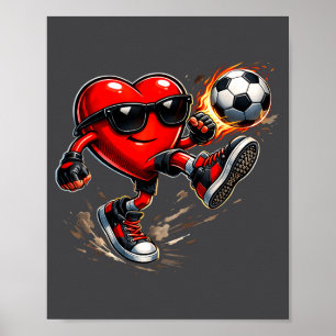 Poster Joli cœur jouant au football à la Saint-Valentin F