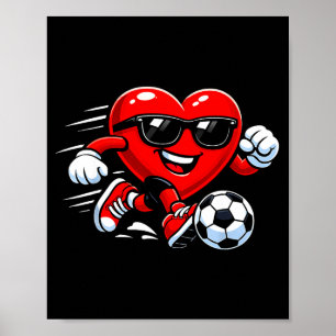 Poster Joli cœur jouant au football pour la Saint-Valenti