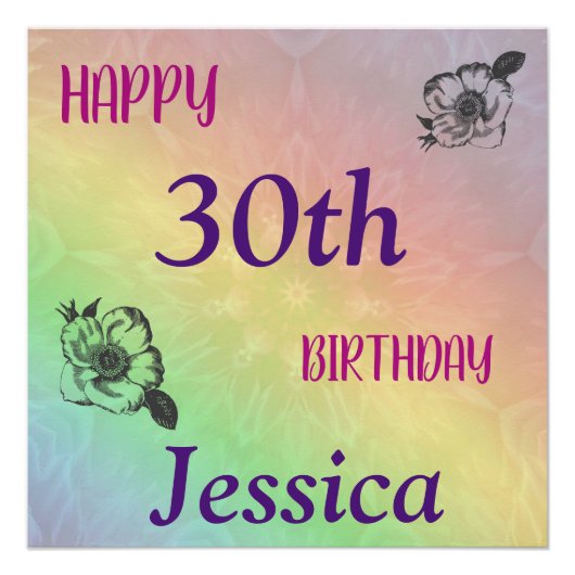 Poster Joli coloré Joyeux 30e anniversaire (Devant)