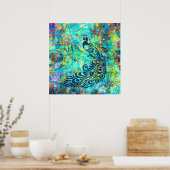Poster Joli Colorful Turquoise Peacock Abstrait (Cuisine)