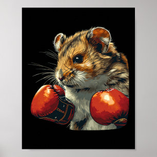 Poster Joli Costume De Boxer Hamster Avec Gants De Boxe P