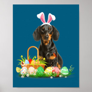 Poster Joli costume de Pâques de lapin de jour de dachshu