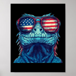 Poster Joli Costume De Reptile Patriotique Pour Lizard Et