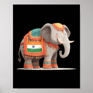 Poster Joli Costume D'Éléphant Pour Les Couleurs Indienne