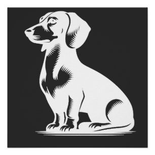 Poster Joli Dachshund Chien de Chasse Petit et Élégant