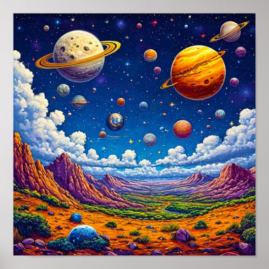 Poster Joli décor spatial pour enfants (Devant)