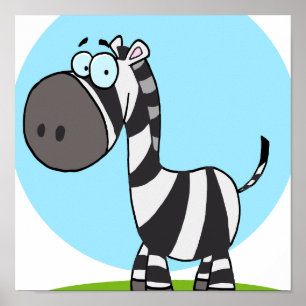 Poster joli dessin animé zebra