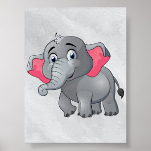 Poster Joli dessin de dessin éléphant mur Art! Petit Amou