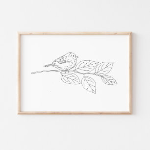 Poster Joli dessin de oiseau fait à la main