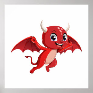Poster Joli diable volant de dessin animé