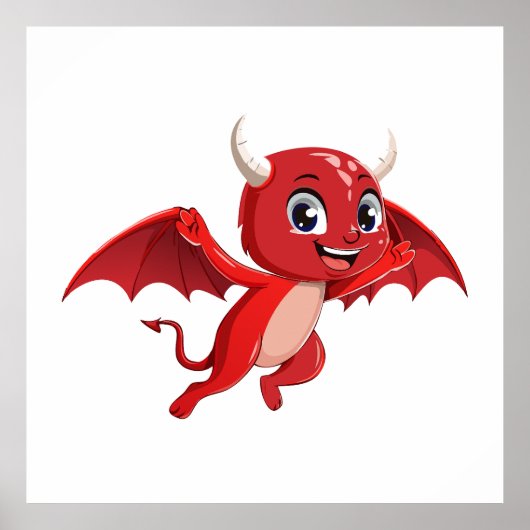 Poster Joli diable volant de dessin animé (Devant)