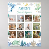 Poster Joli Dragon Aquarelle Premier Anniversaire Photo J (Devant)