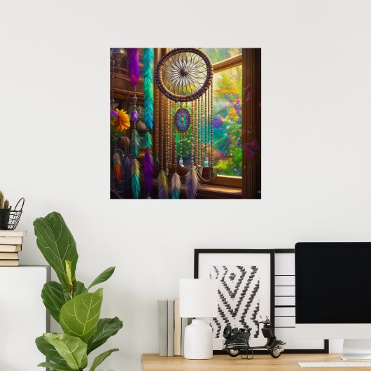 Poster Joli Dreamcatcher en Boho violet fenêtre (Bureau à domicile)
