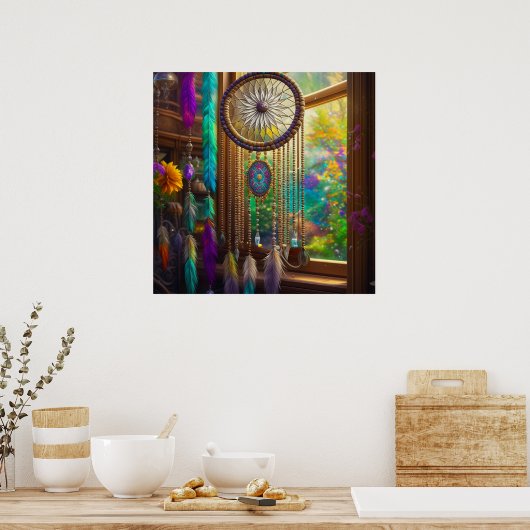 Poster Joli Dreamcatcher en Boho violet fenêtre (Cuisine)