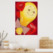 Poster Joli Drôle Étrange Ampoule Cœur Saint Valentin (Cuisine)