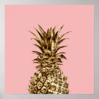 Joli élégant or girly & ananas rose pastel