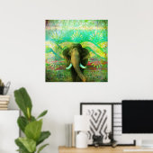 Poster Joli éléphant de Bohême Motif tribal Turquoise (Bureau à domicile)