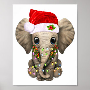 Poster Joli Éléphant Lumière de Noël Éléphant Drôle Amate