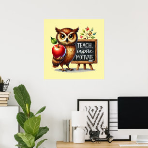 Poster Joli Enseigner Amour Inspirer art de mots Enseigna