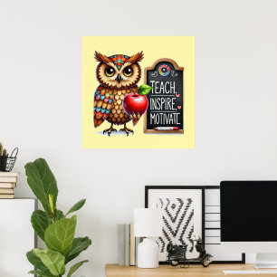 Poster Joli Enseigner Amour Inspirer art de mots Enseigna