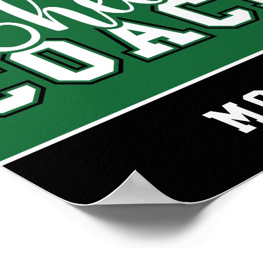 Poster Joli entraîneur Cheer Personnalisé Vert & Noir (Coin)