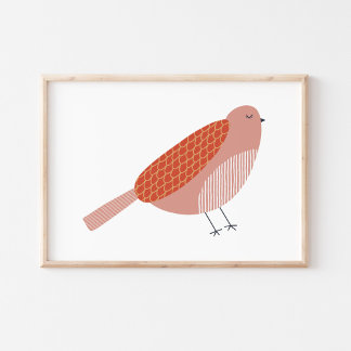 Poster Joli et charmant art d'oiseaux scandinaves