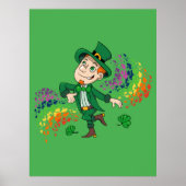 Poster Joli et souriant dancing leprechaun, un arc-en-cie (Devant)