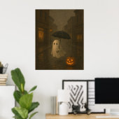 Poster Joli Fantôme avec Parapluie | Halloween Dark Acade (Bureau à domicile)
