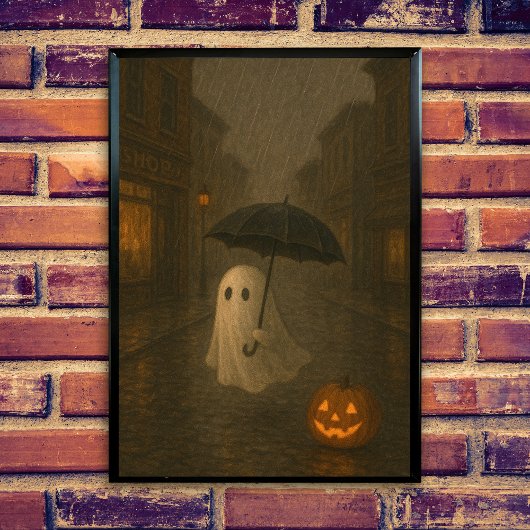Poster Joli Fantôme avec Parapluie | Halloween Dark Acade