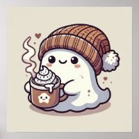 Joli fantôme d'Halloween avec bonnet d'automne et