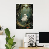 Poster Joli fantôme sur une balançoire dans une impressio (Bureau à domicile)