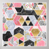 Poster Joli faux or parties scintillant marbre design géo (Devant)