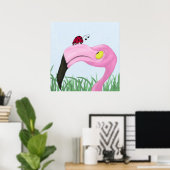 Poster Joli Flamant rose rose (Bureau à domicile)
