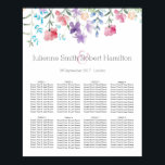 Poster Joli Fleur sauvage Beau Mariage Carte de siège<br><div class="desc">Une affiche à mariage floral rustique et romantique, présente un champ fleur sauvage peint à la main unique. Tous les détails sont épelés dans Stymie Light, une belle typo conçue par le célèbre styliste américain Morris Fuller Benton. Ce tableau de sièges coloré en fleur sauvage d'aquarelle est parfait pour les...</div>