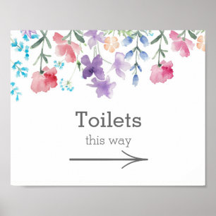 Poster Joli Fleur sauvage   Panneau Toilettes de mariage 