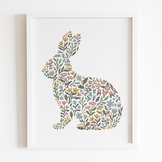 Poster Joli Fleur sauvage Rabbit Spring Art