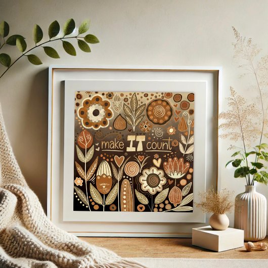 Poster Joli floral le faire compter Citation Inspirivée