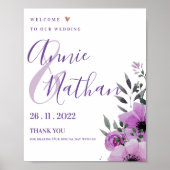 Poster Joli Floral Romantique Accueil À Notre Mariage (Devant)
