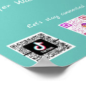 Poster Joli frontière florale des codes QR des médias soc (Coin)