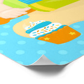 Poster Joli garçon blond préparant un gâteau d'anniversai (Coin)