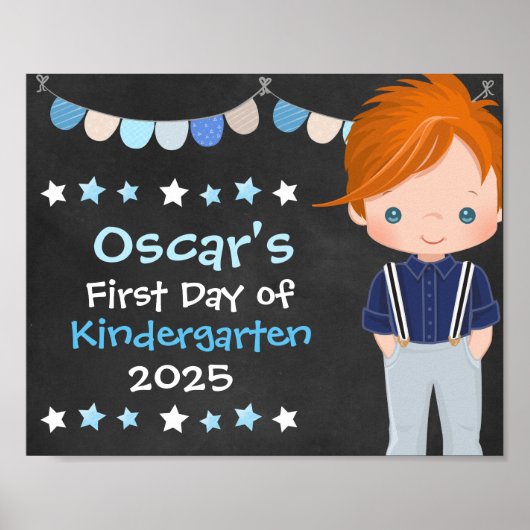 Poster Joli garçon d'école branché premier jour d'école t (Devant)
