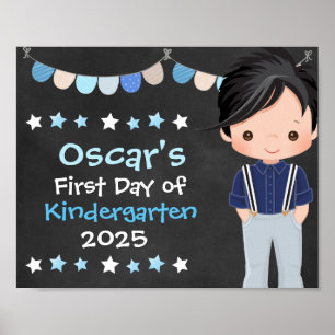 Poster Joli garçon hipster à l'école le premier jour de c