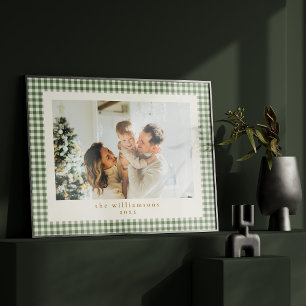 Poster Joli Gingham Vert à Carreaux Photo Personnalisée N